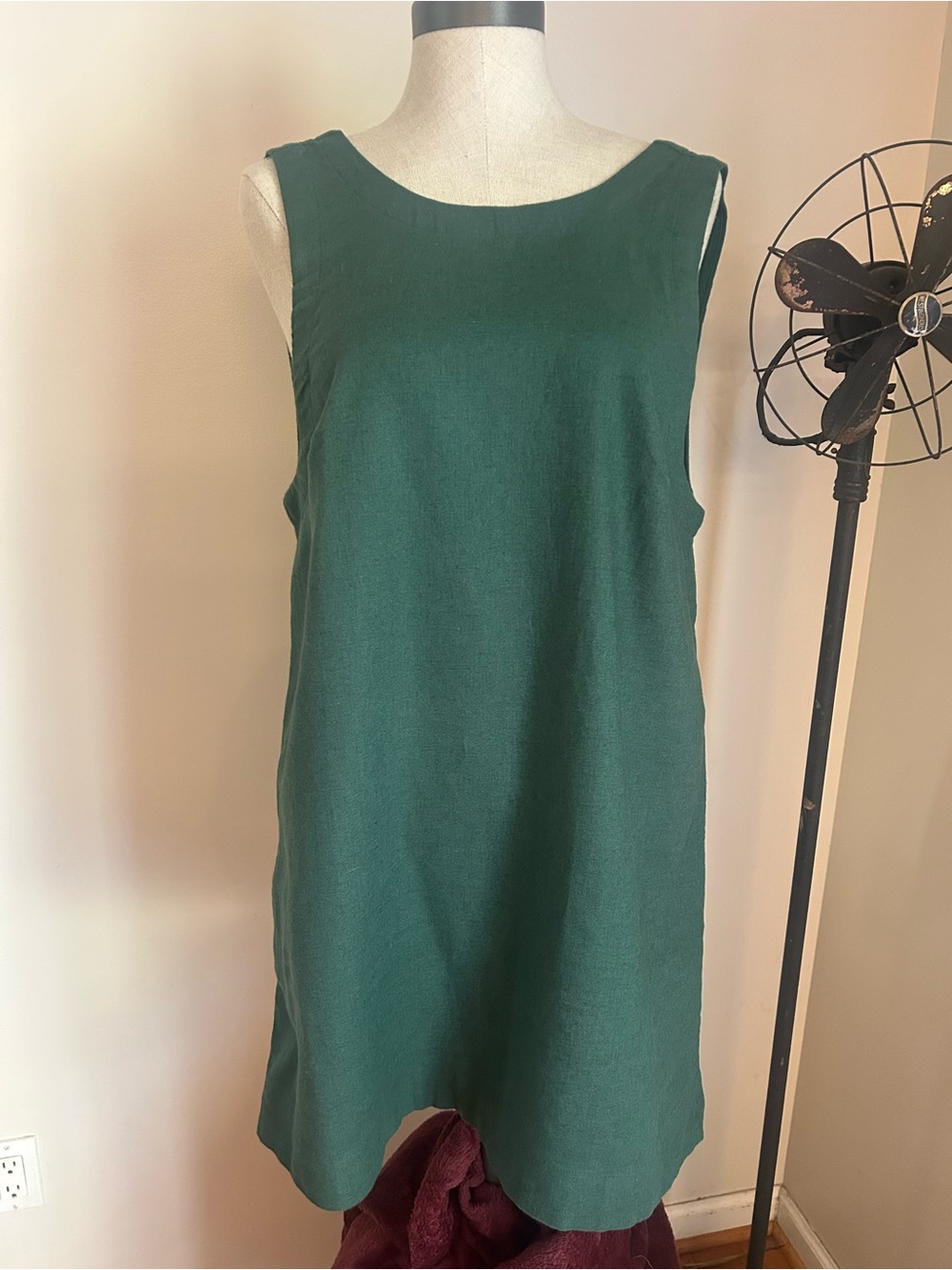 Free People Full Of Sunshine Cotton Linen Mini Dress Fir Green Low Back Size M